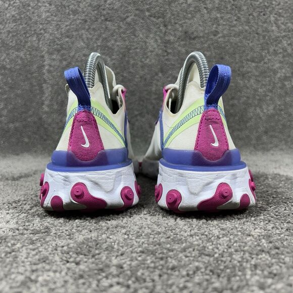 Nike React Element 55 BQ2728-104 Women’s Size 7 White Fire Pink Sapphire Shoes - Picture 7 of 12